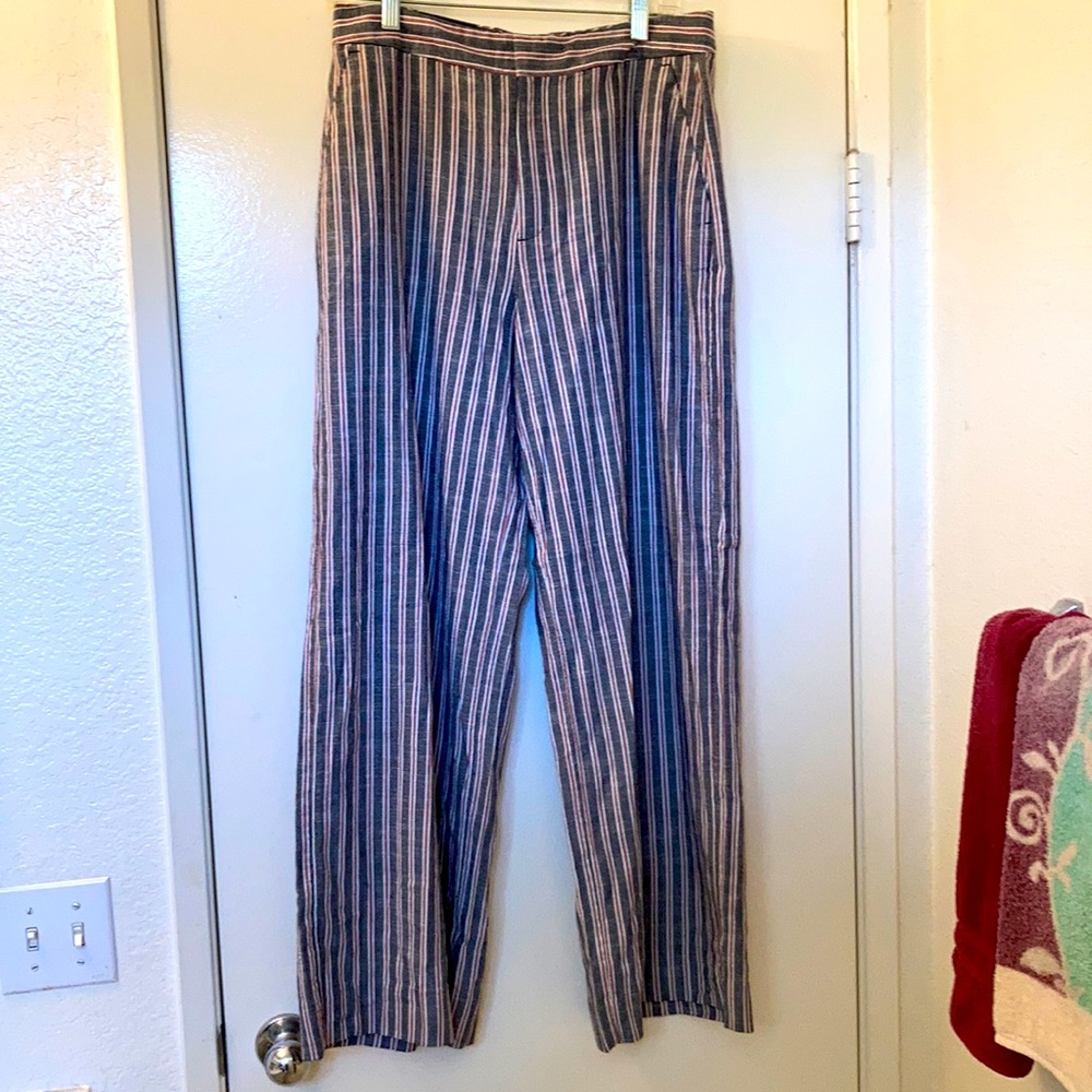 DUPLICATE Banana Republic Navy and White Striped Wide Leg Pants